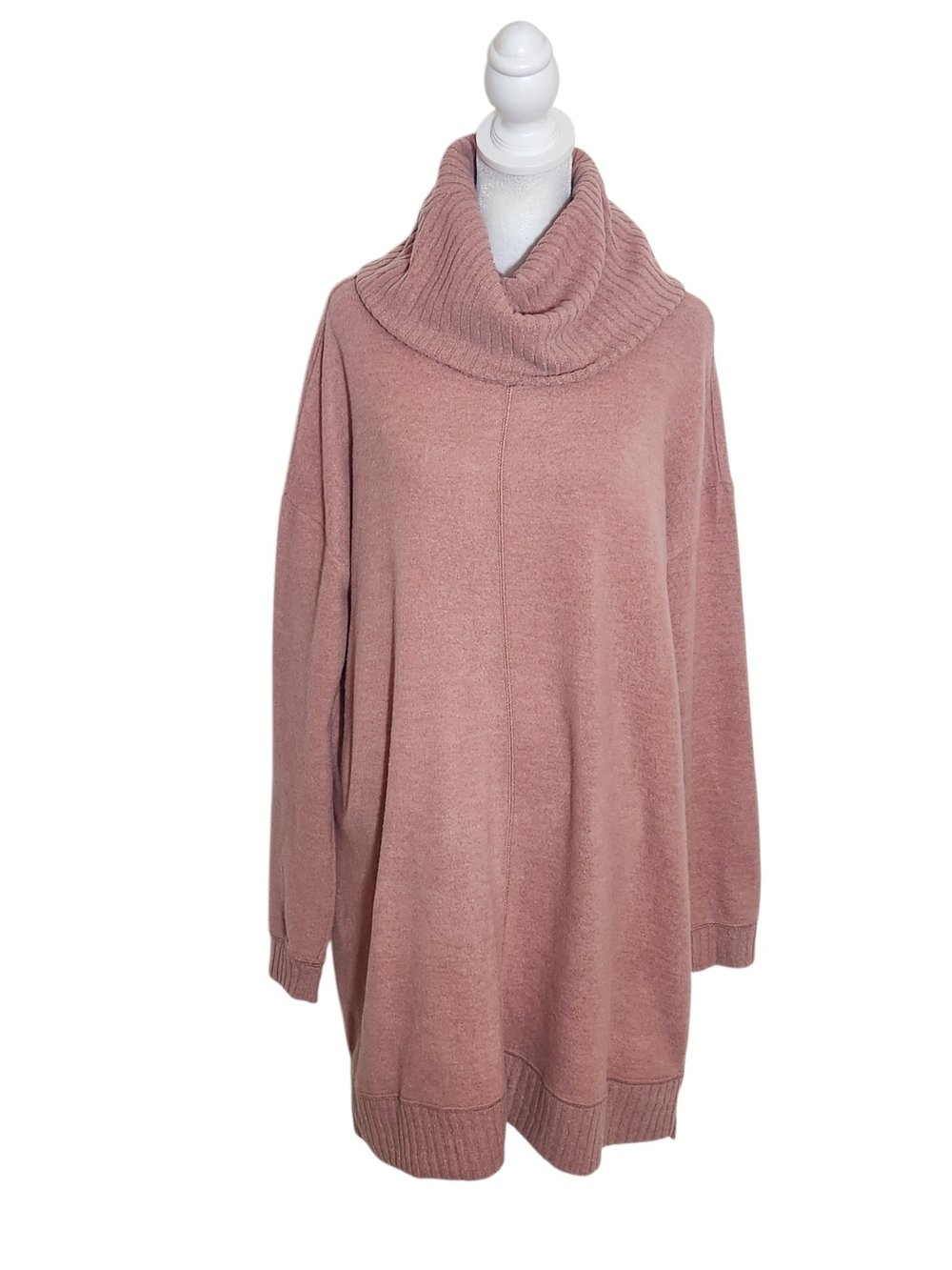 Lulus Autumn Daze Mauve Pink Cowl Neck Mini Sweater Dress Size Medium